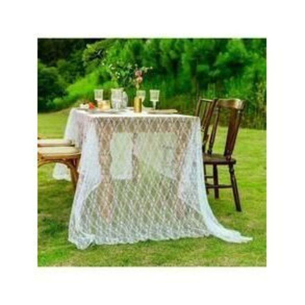 1pc White Lace Tablecloth Wedding 
55” x 79”